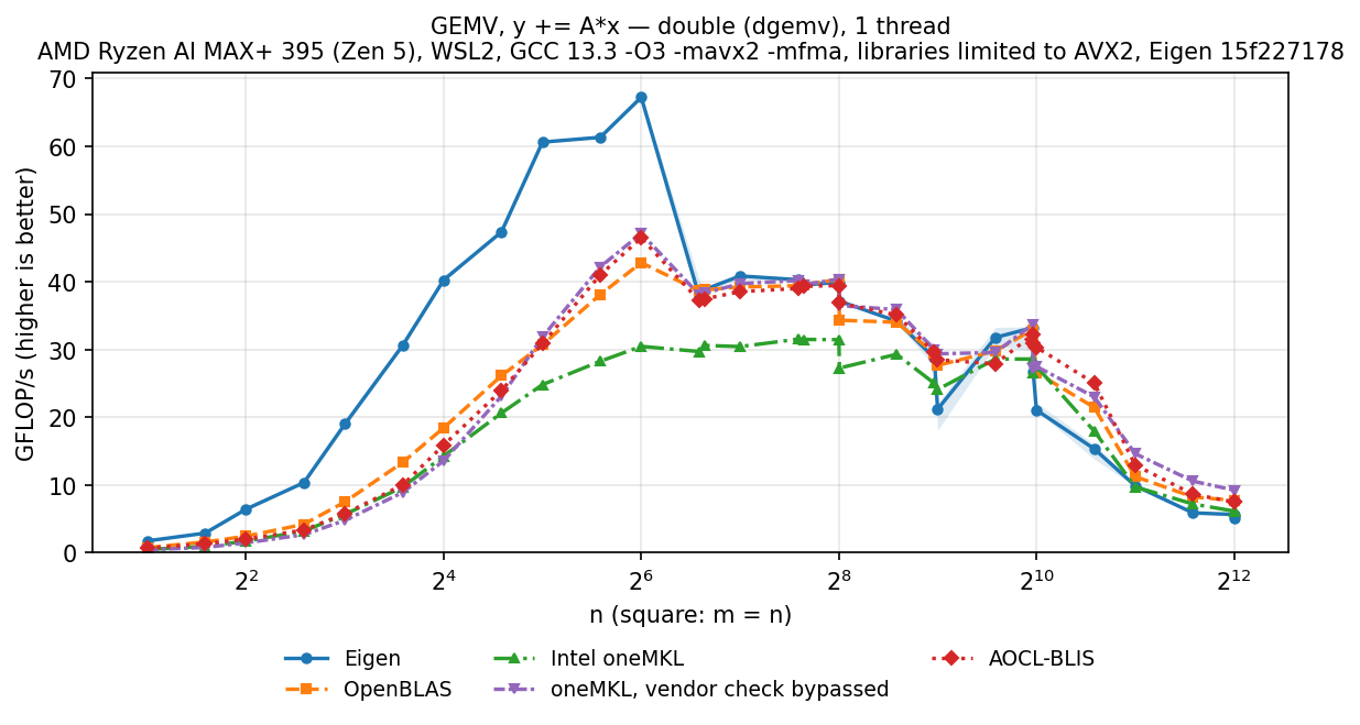 GEMV double, square