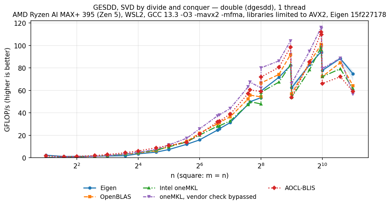 GESDD double, square