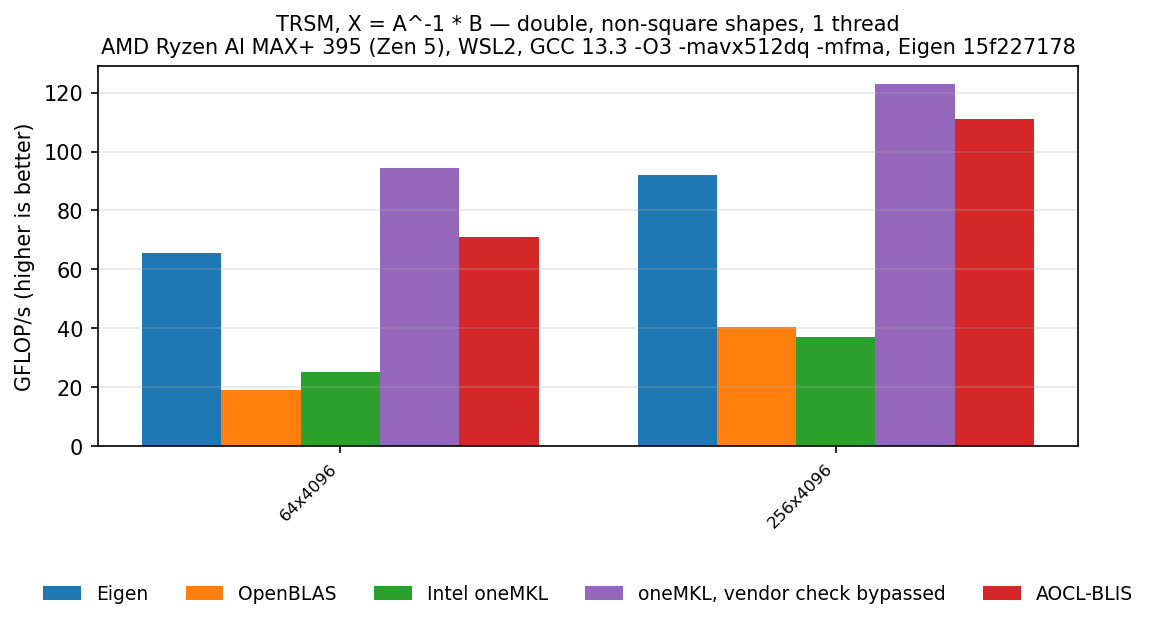 TRSM double, other shapes